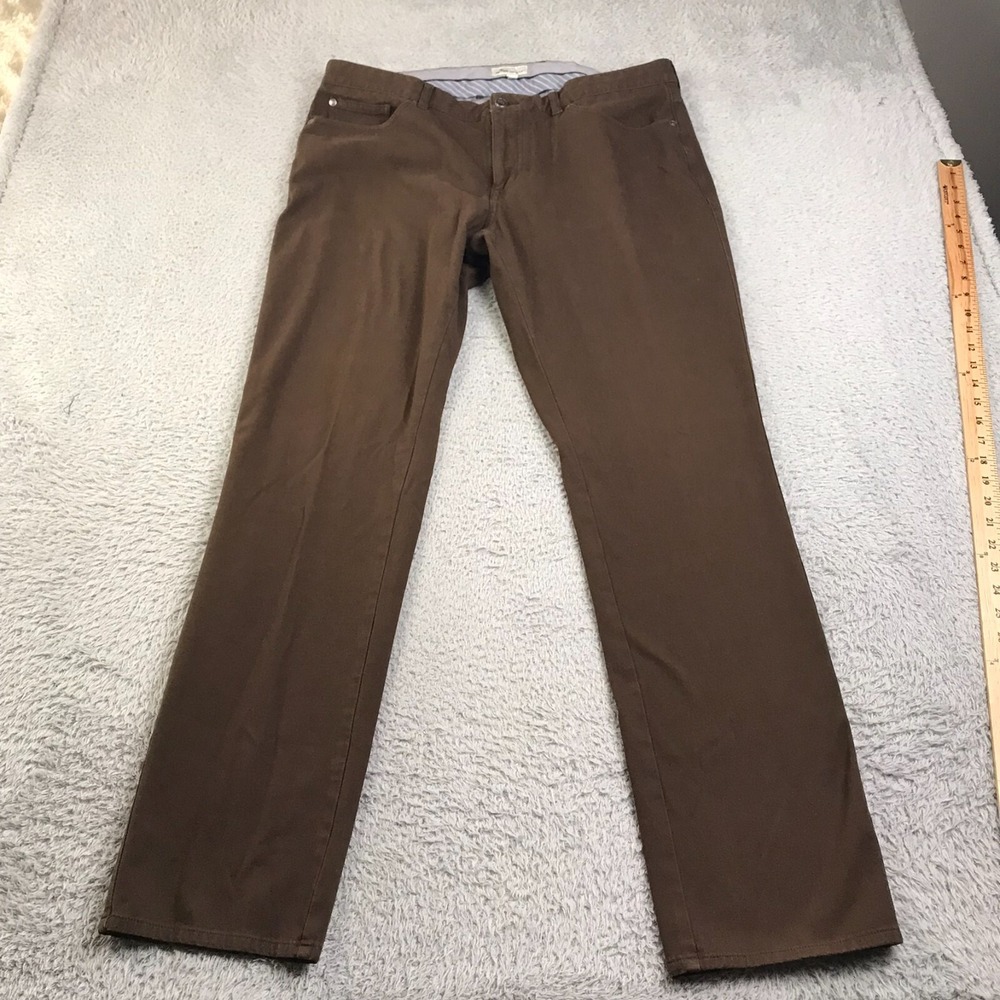 Peter Millar Pants Mens 38 (38x33) Chocolate Brown Stretch Canvas 5 Pocket Chino